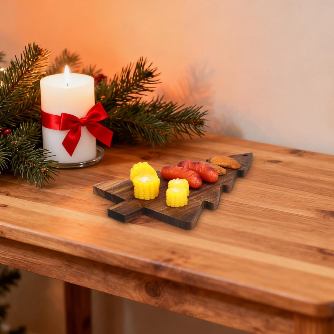 Hemobllo Weihnachtsbaum Charcuterie Brett Holz–38cm x 24cm Käse Schneidebrett, Servierplatte für Wur