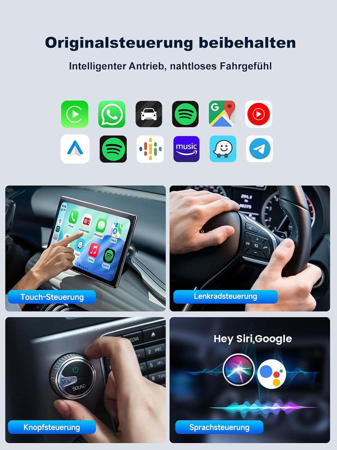 Carlinkit Mini Ultra Wireless CarPlay & Android Auto Adapter, Konvertieren Sie werkseitig kabelgebun