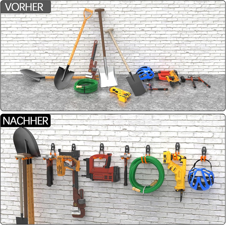 3-H 4 Stück Wandhaken Garage Haken Schwerlast Doppelhaken Garage Storage Hooks, Wand Gerätehaken Sch