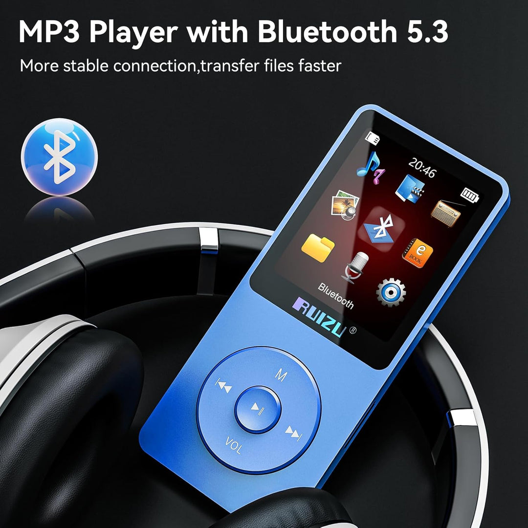 64GB MP3 Player mit Bluetooth 5.3, Ultraleicht (30 Gramm), bis zu 80 Stunden Akkulaufzeit, 1.8-Zoll-