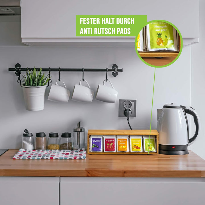 Teebeutel Aufbewahrungsbox Organizer - Teebox mit Kippdeckel zum Wand aufhängen - Teebeutelspender N