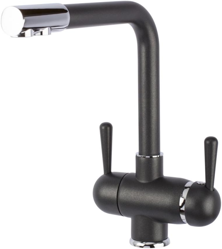 3-Wege-Armatur GM L-Auslauf Onyx für kaltes, heisses und gefiltertes Wasser. Eine Elegante und still