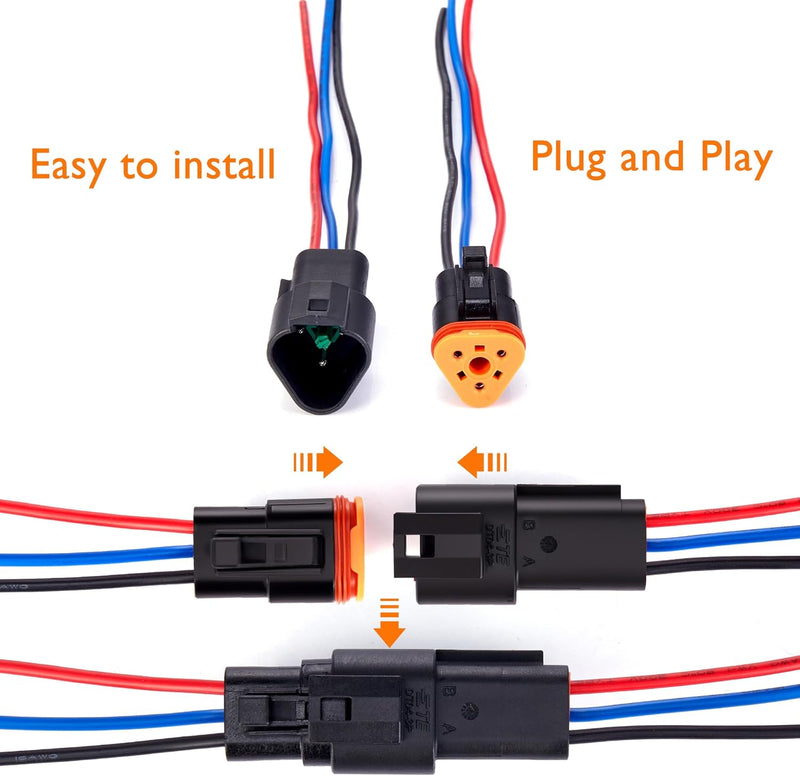 WOODGUILIN 3 Pin Deutsch DT Stecker 3-Wege wasserdicht DT Automotive Elektrische Stecker männlich un