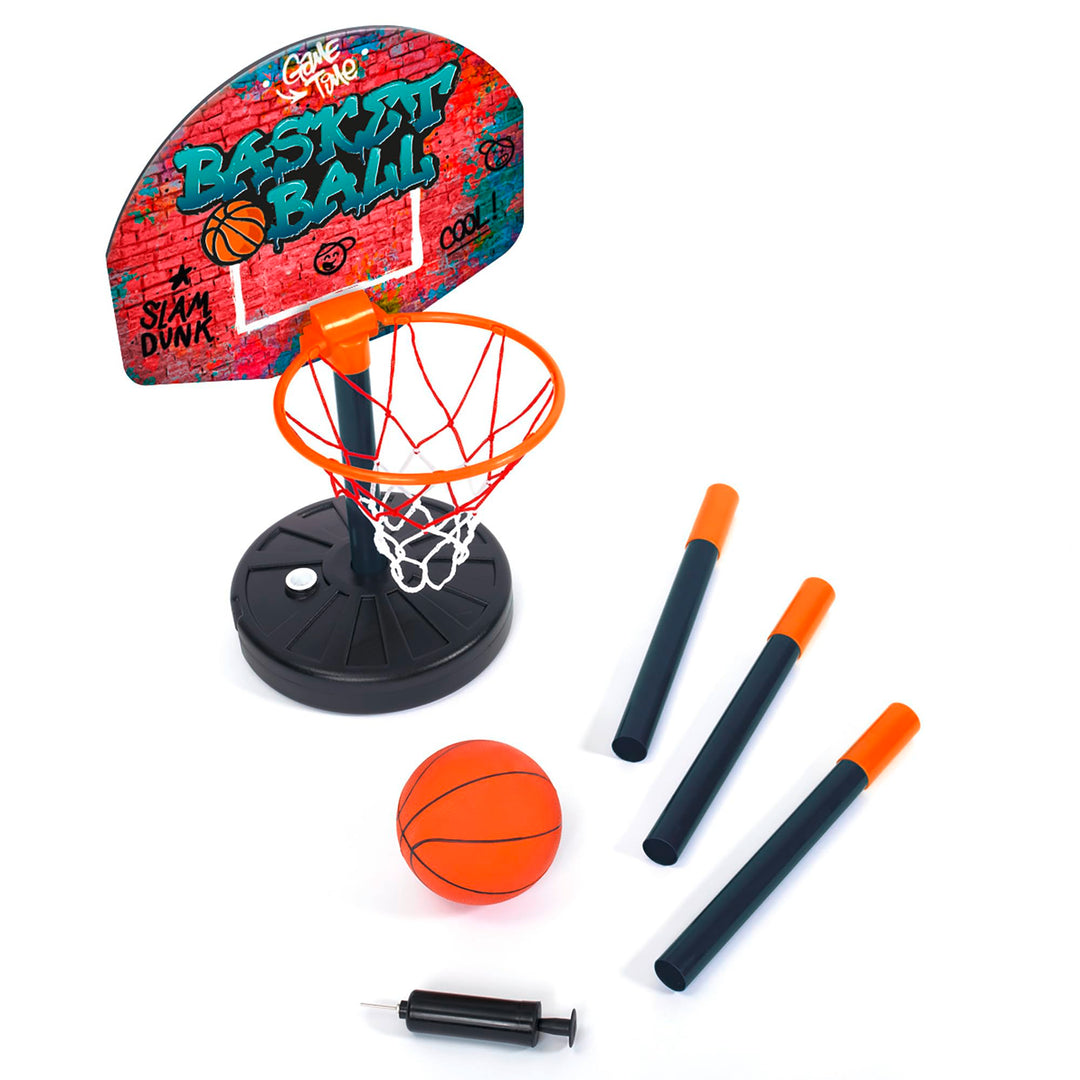 Simba 107407609 - Basketball Set mit Ständer, Brett 40x31cm, Korb mit Netz 24cm, Ball 16cm, höhenver
