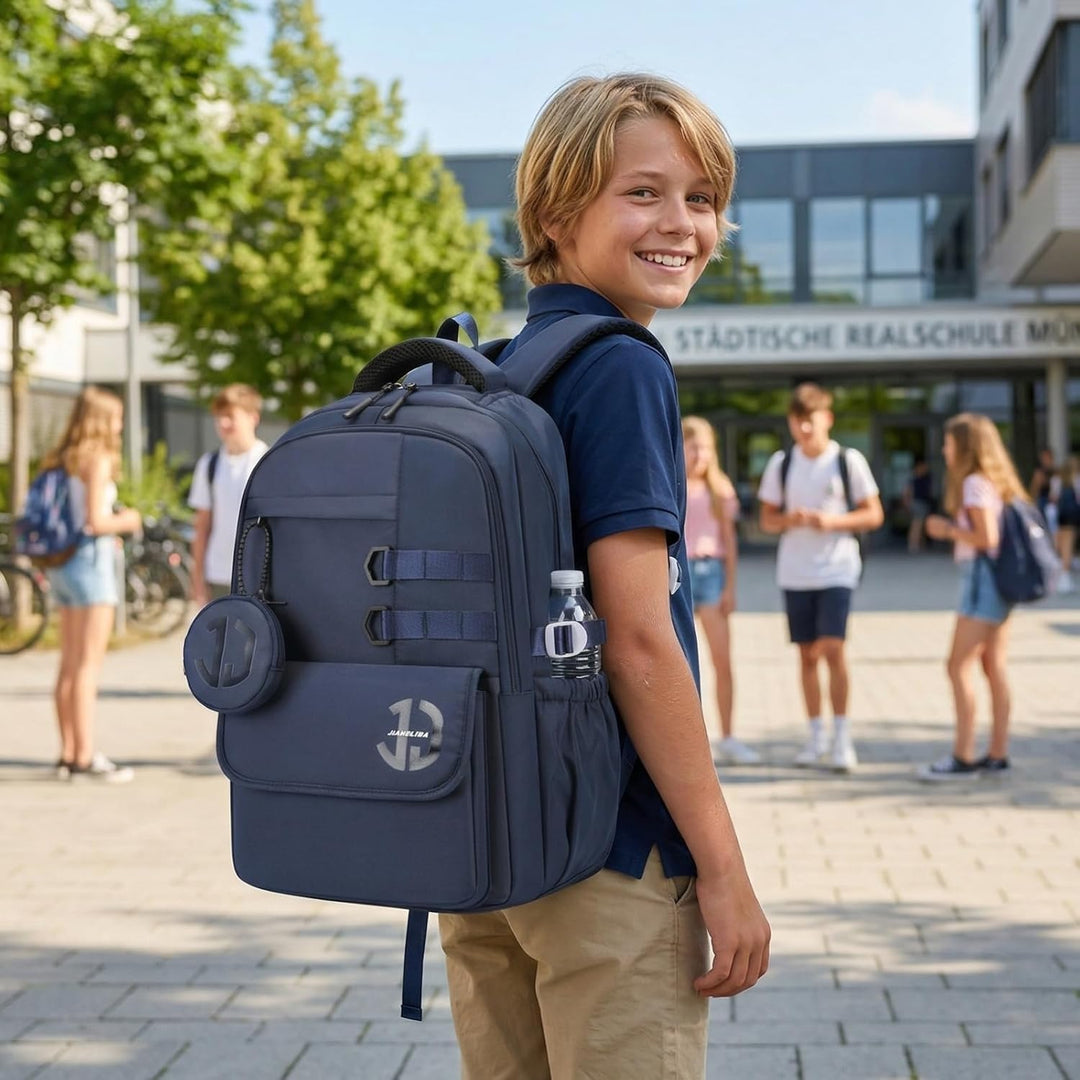 JANSBEN Wasserdichter Schulrucksack für Teenager Jungen und Mädchen, Mehrfachfach Design für Schule
