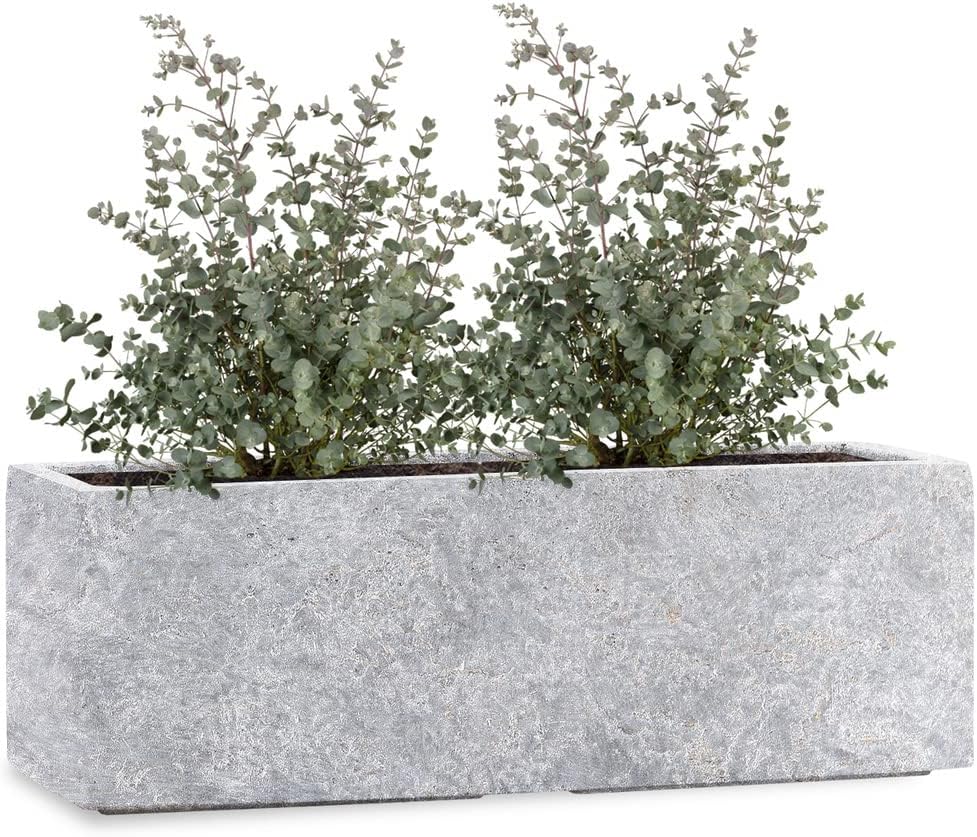 Pflanzwerk® Pflanzkübel Fiberglas Lava HELLGRAU TUB 17x50x17cm *Frostbeständige Blumenkübel* *Deutsc
