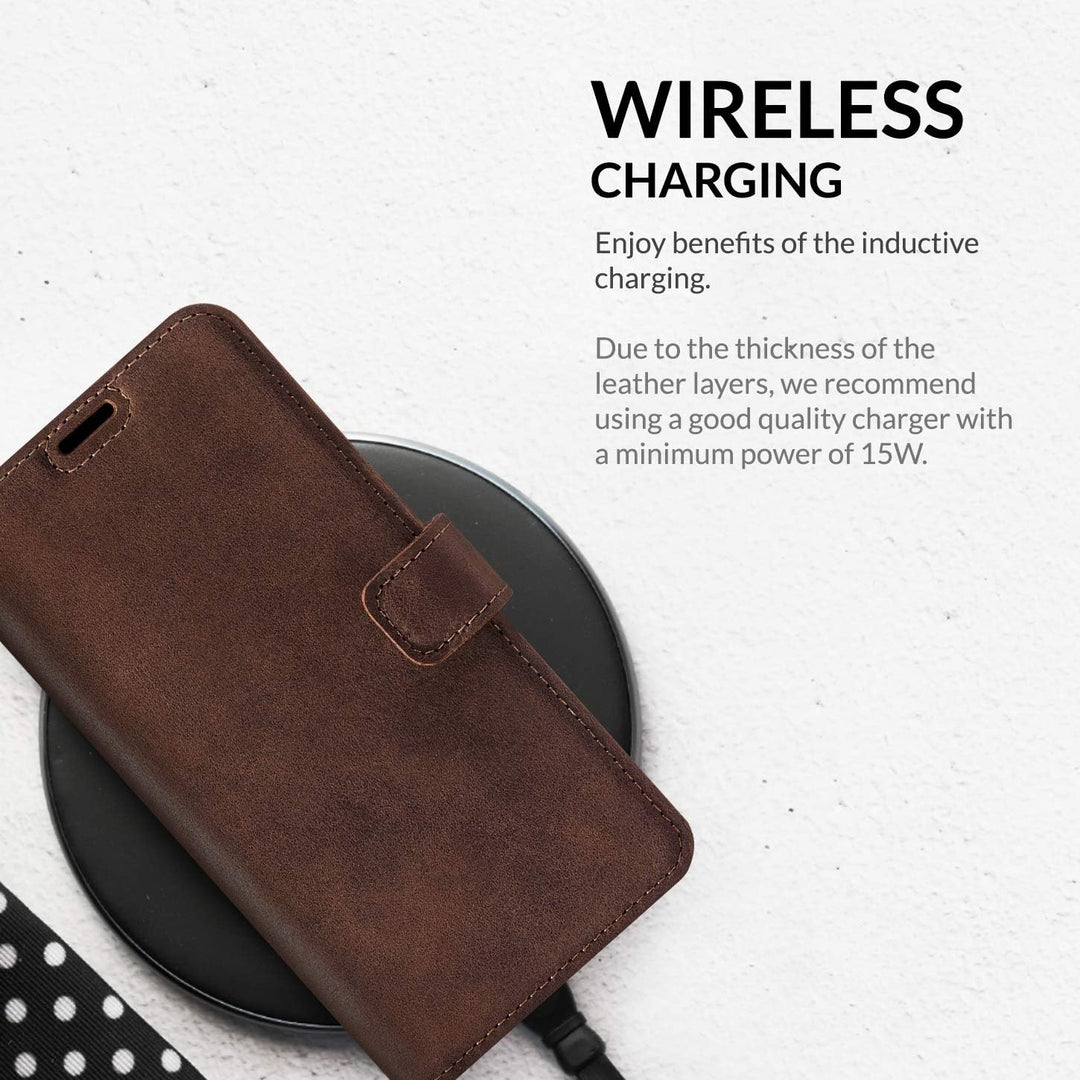 SURAZO Handy Hülle Für Samsung Galaxy S9 Plus - TV RFID Nubuk Nussbraun - Glattleder Premium - Vinta