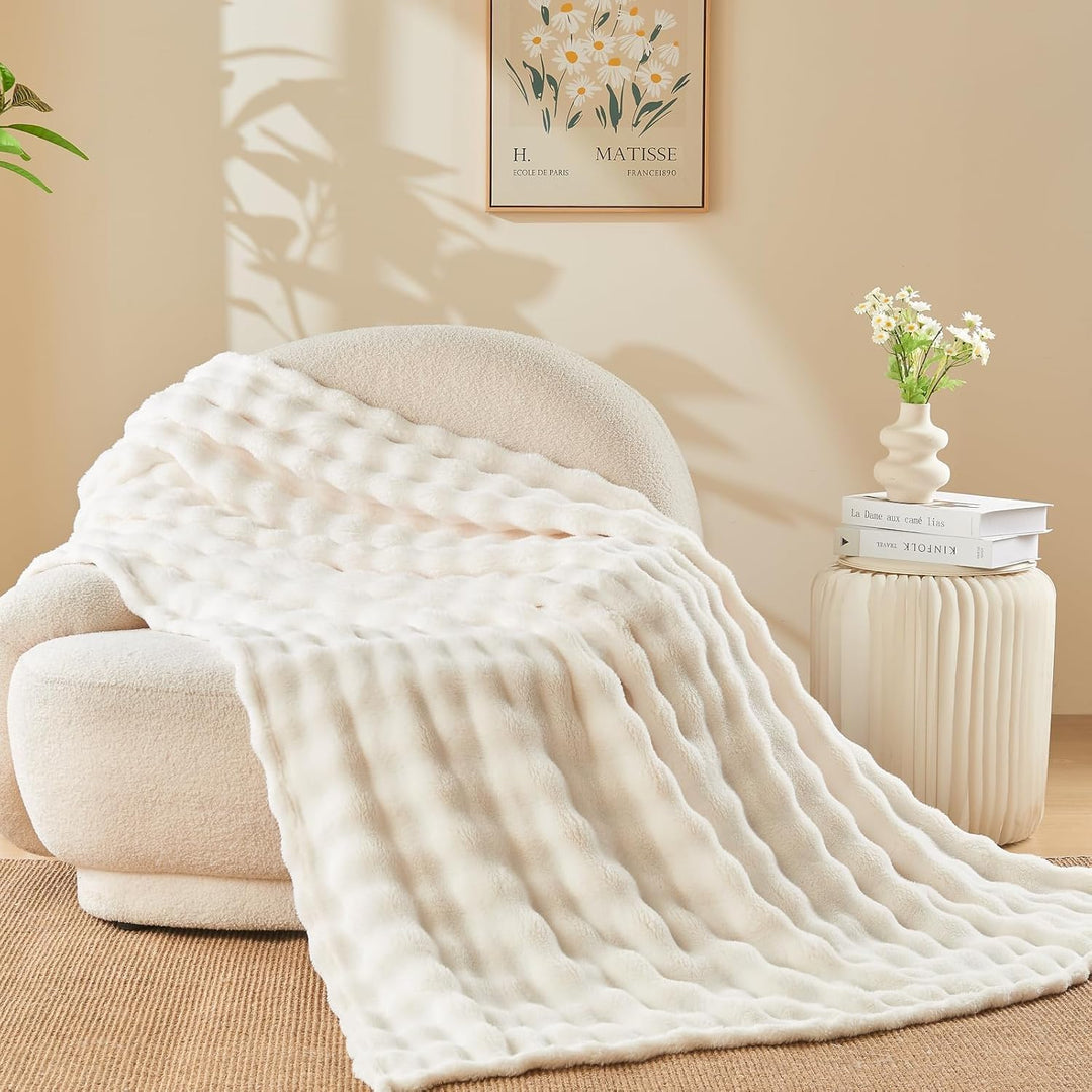 Bubble Decke Kuscheldecke Flauschig - 200x230cm Sofadecke & Couchdecke aus Imitat-Wolldecke, Warme F