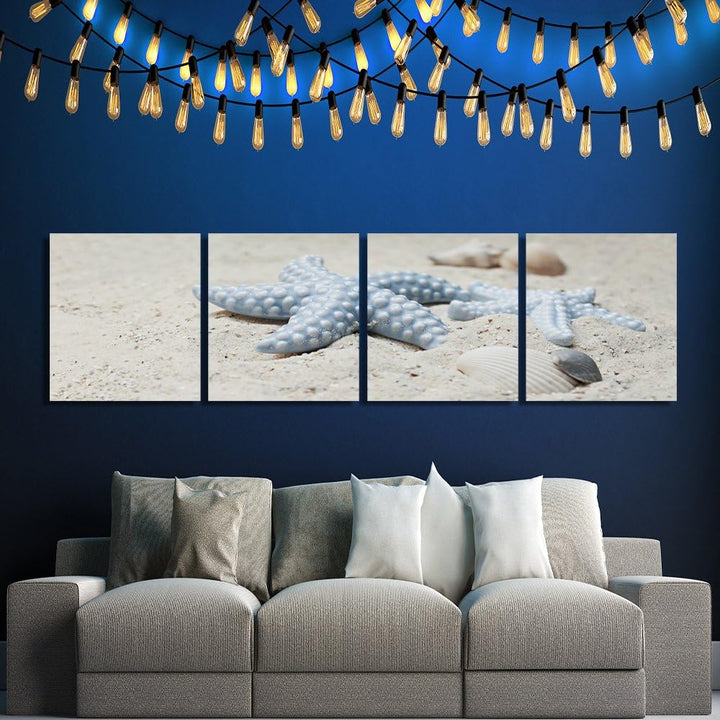 Feeby. Leinwandbild, Bilder, Wand Bild - 4 Teile - Panoramabild, Wandbilder, Kunstdruck 80x20 cm, ST