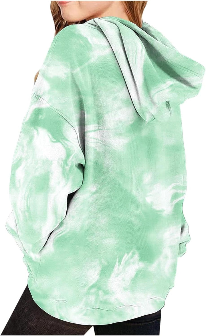 XINYUNZU Mädchen Kapuzenpullover Casual Hoodie Batik Sweatshirt mit Kapuze & Tasche Oberteile Langar