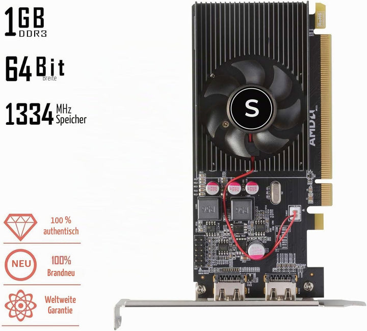 SAPLOS Radeon HD 6570 Grafikkarte, 2 HDMI, 1G GDDR3 64-bit, Video Cards PC, Low Profile Graphics Car
