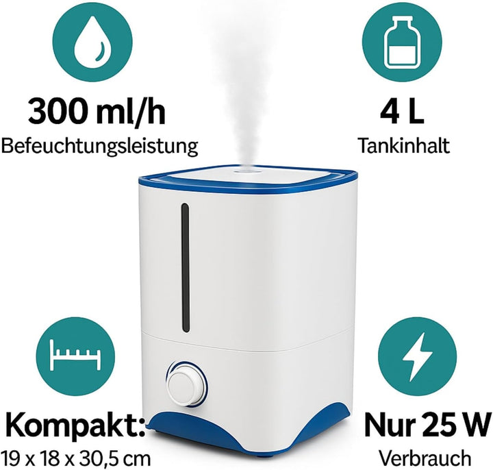 Fog Box V Luftbefeuchter 4 Liter - Grow Wohnung Vernebbler Verdampfer Pflanzen Mini Kinderzimmer Ter
