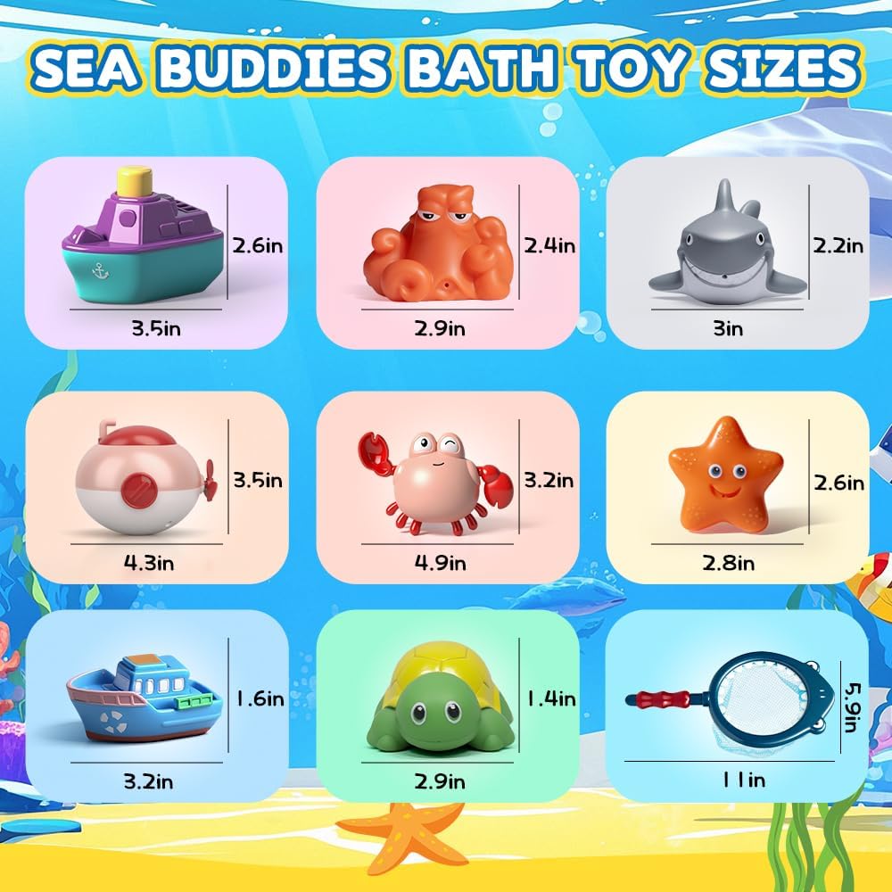10 Stück Schimmelresistentes Badespielzeug Baby Set, Quetschbare Wasserspielzeug Kinder Badewannensp
