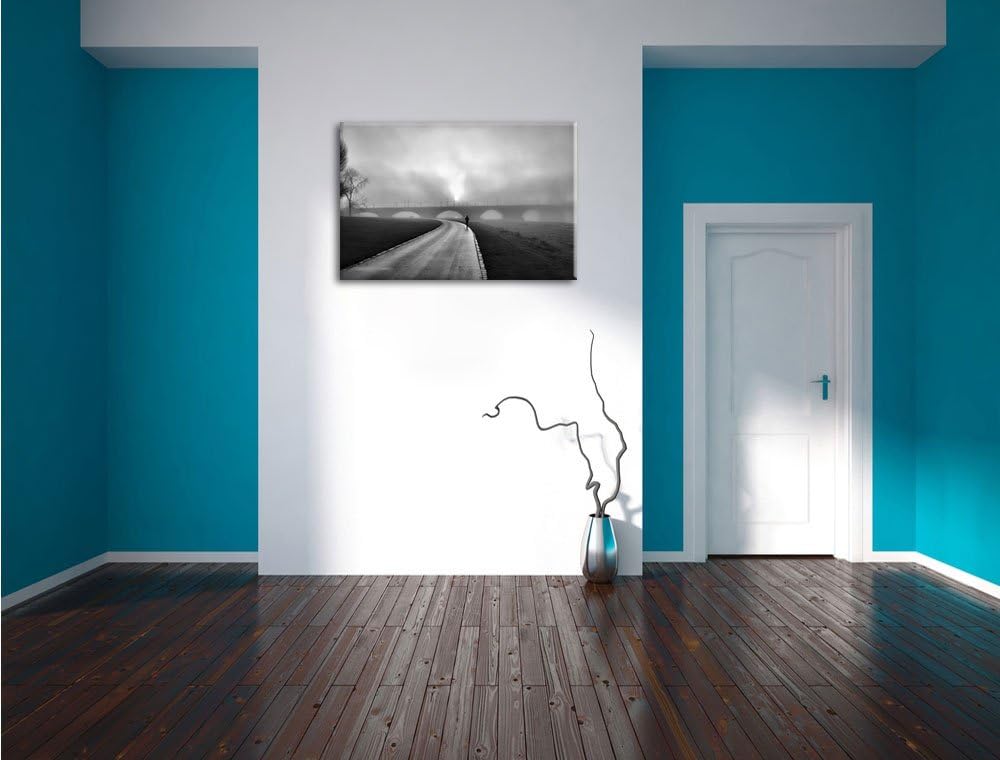 Pixxprint Laufen im Morgengrauen / 100x70cm Leinwandbild bespannt auf Holzrahmen/Wandbild Kunstdruck