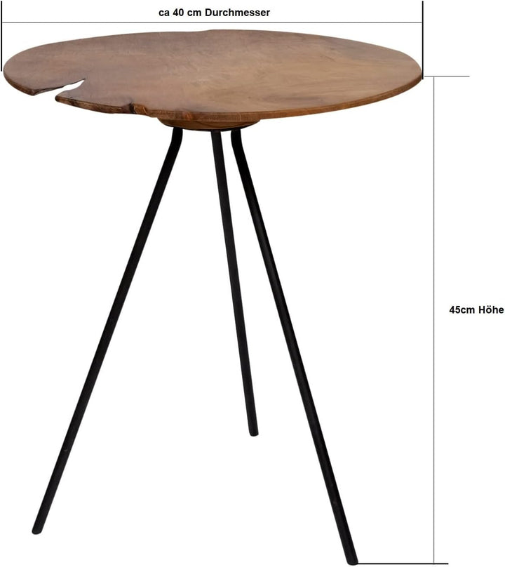 Brillibrum Design| Beistelltisch rund | Handmade | Teakholz Beistelltisch | aussergewöhnlich, Klein: