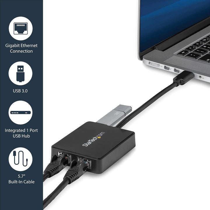 StarTech.com USB 3.0 auf Dual Gigabit Ethernet Adapter - USB 3.0 2x 10/100/1000Mbit/s Netzwerk Adapt