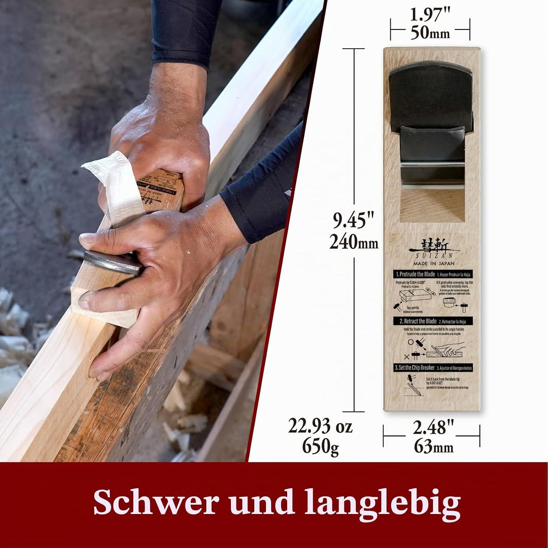 SUIZAN Japanisch Handhobel Kanna 50mm Hand Plane Holzhobel Blockhobel für Holzwerkzeuge, 50mm