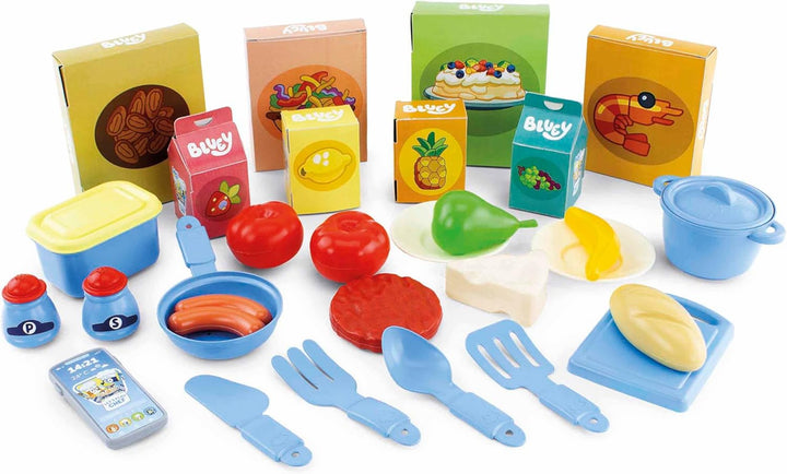 Chicos - Bluey Spielküche 2 in 1 & Kindergrill | Grosse Kinderküche mit 32 Zubehörteilen | Rollenspi