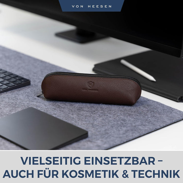 VON HEESEN® Echtleder Federmäppchen Leder Federmappe Etui für Stifte Mäppchen Schule Federtasche Uni