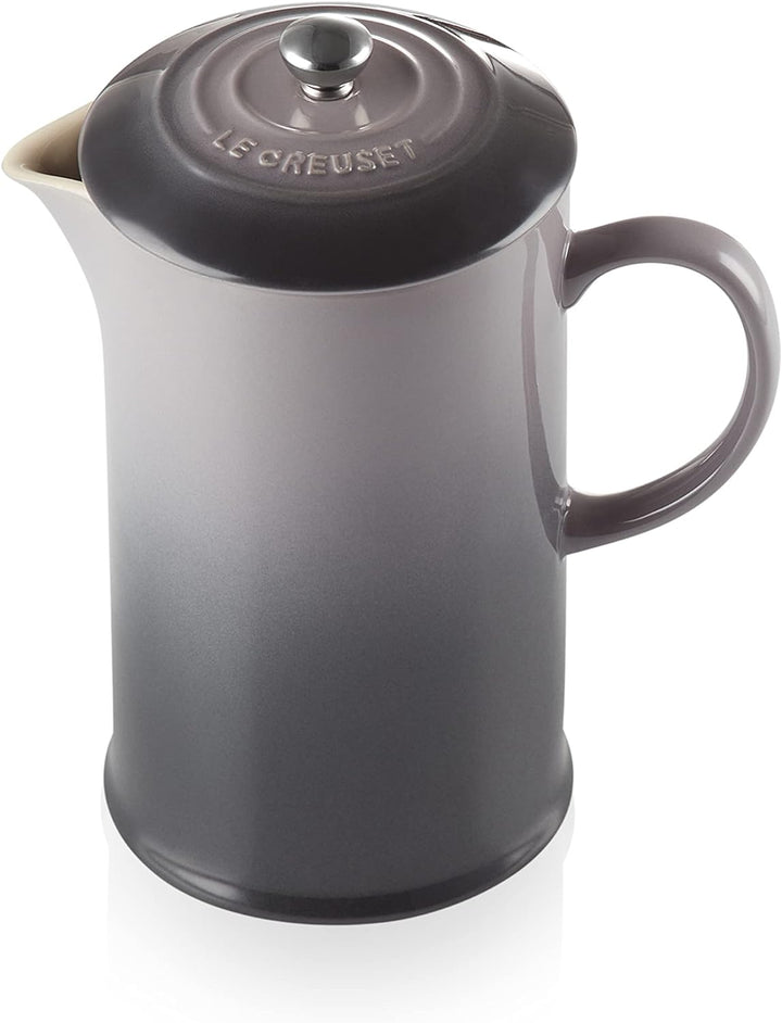 Le Creuset Kaffee-Bereiter/French Press mit Edelstahl-Presseinsatz, 800 ml, Steinzeug, Flint