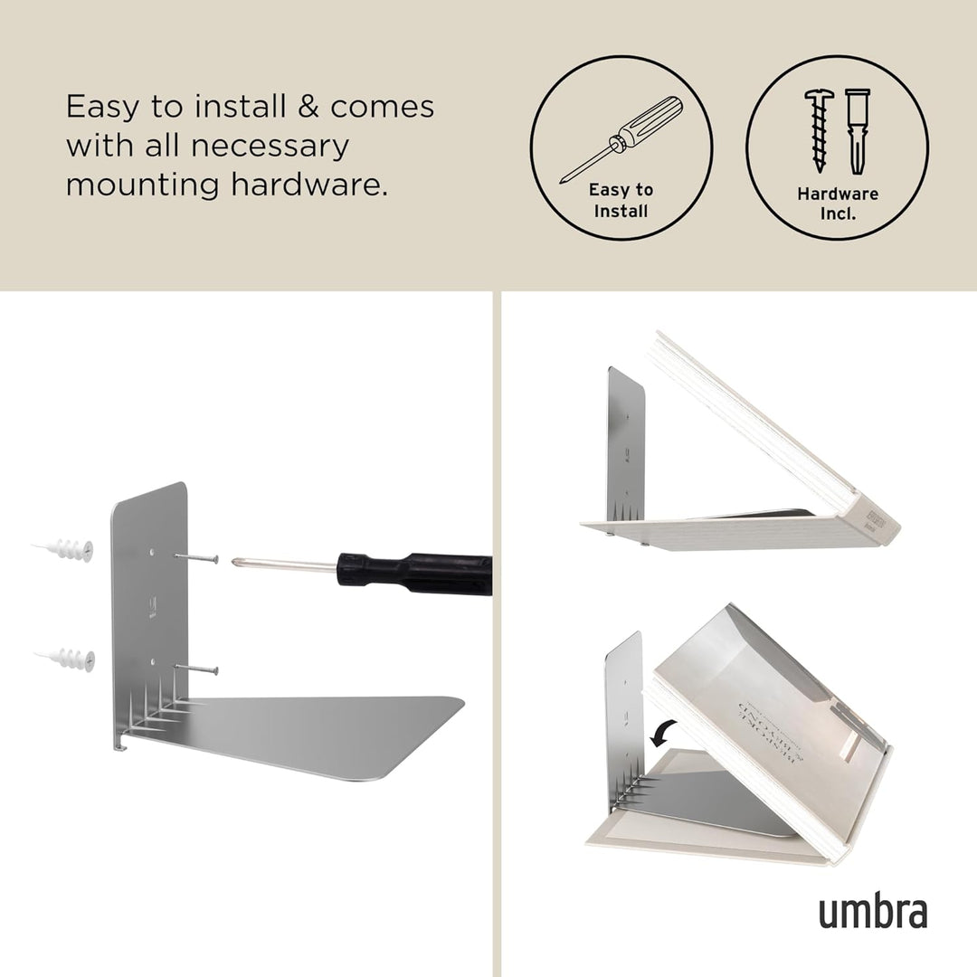 Umbra Conceal unsichtbares 3 Regalböden Bücherregal und Wandregal aus Metall, 3er-Set, Gross Gross (