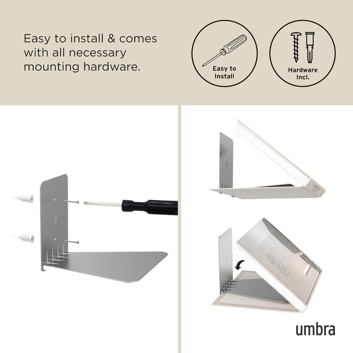 Umbra Conceal unsichtbares 3 Regalböden Bücherregal und Wandregal aus Metall, 3er-Set, Gross Gross (