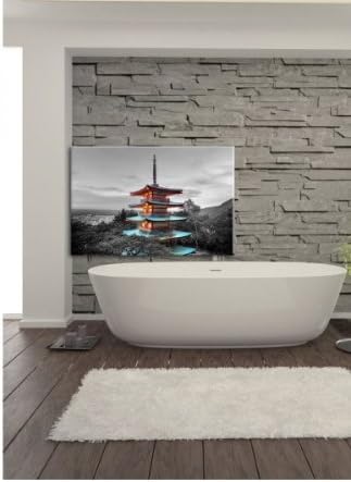 Majestätisches Japanisches Gebäude, Bild auf Leinwand, XXL riesige Bilder fertig gerahmt mit Keilrah