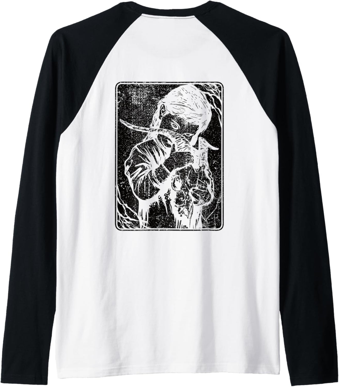 Backprint Black Satanic Okkult Art Evil 666 Antichrist Goth Raglan