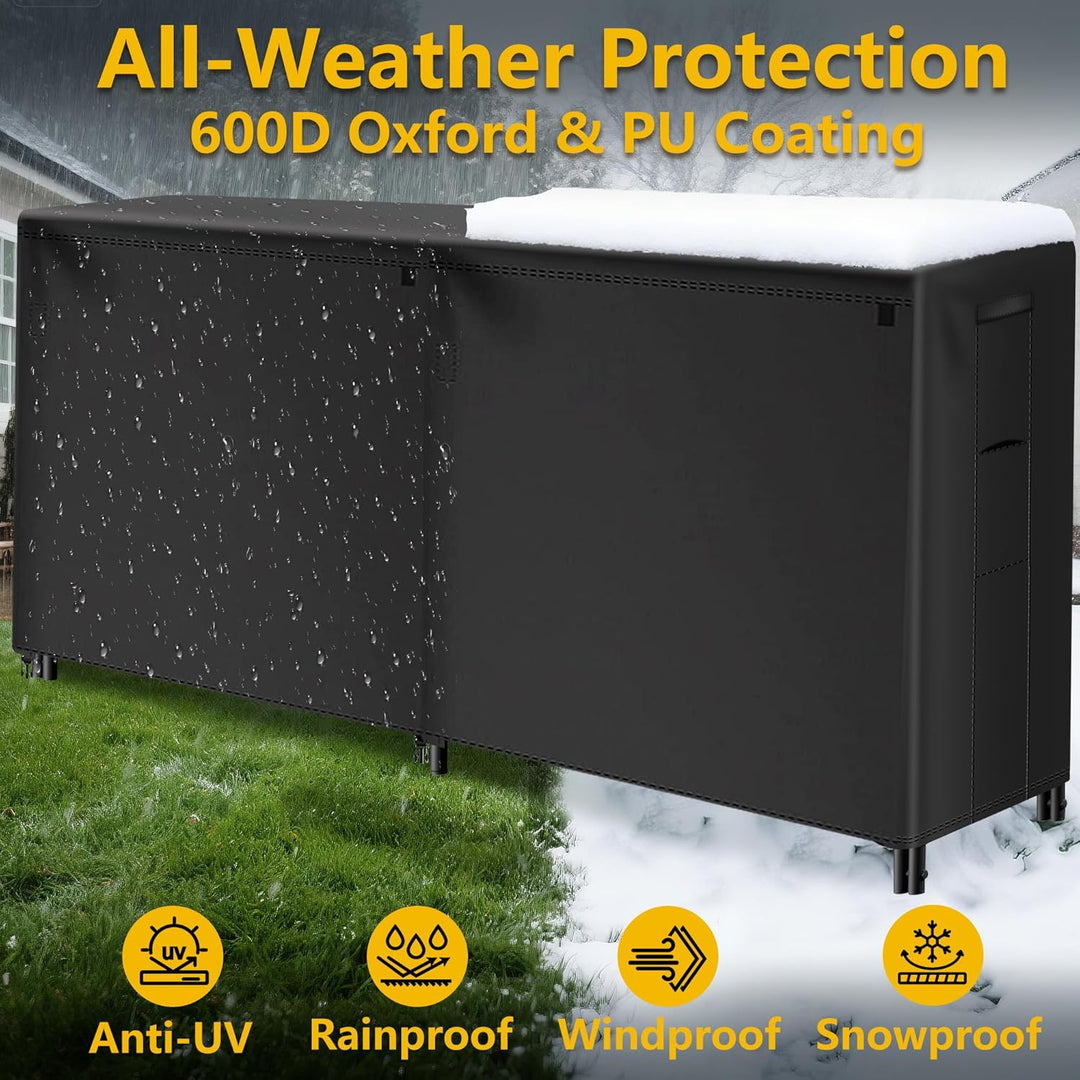 Amagabeli 2,4 m Kaminholzregal mit Abdeckung Kombi-Set Wasserdichter Outdoor-Holzhalter für Kamin Sc