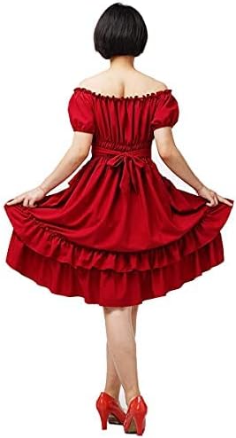 COSDREAMER Damen Gothic Kleid Steampunk Ruffle High Low Dress Viktorianisches Kleid Rot XS, Rot XS