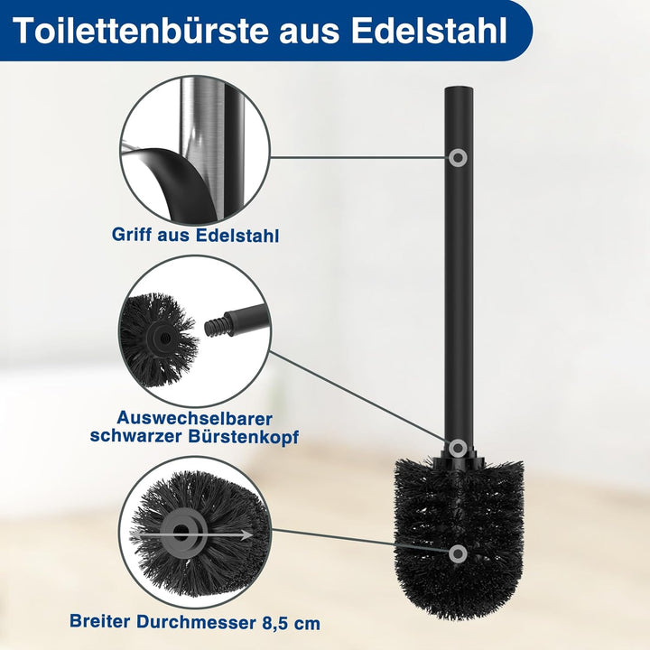 Edelstahl Klopapierhalter Stehend mit Klobürste - Toilettenpapierhalter mit Feuchttücherbox, Toilett