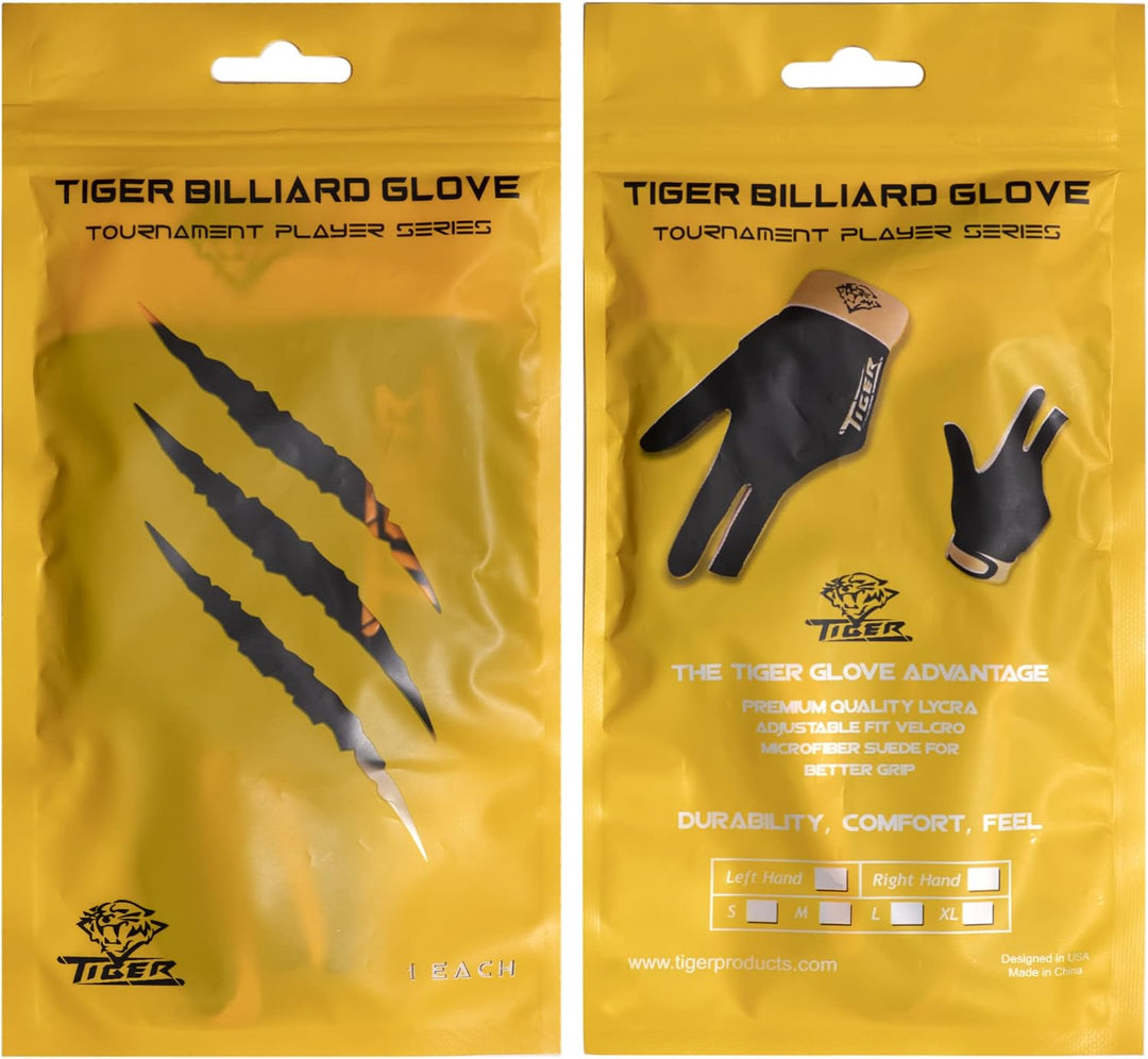Tiger Billardhandschuh für linke Hand, S Schwarz/orange