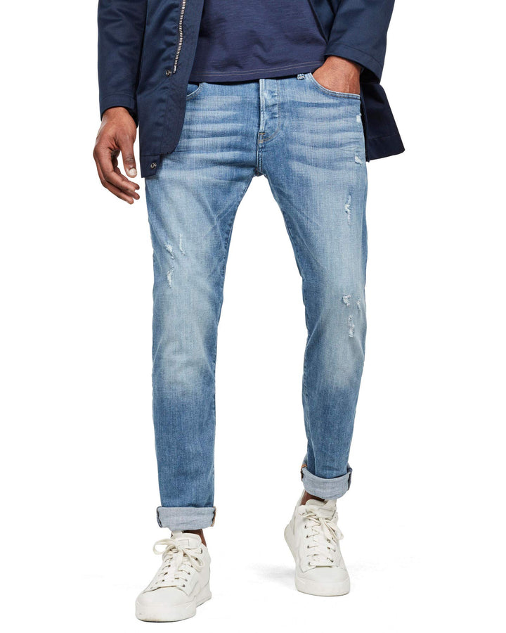 G-Star RAW Herren 3301 Slim Style Jeans 25W / 26L Blau (Lt Aged Destroy 51001-9136-1243), 25W / 26L