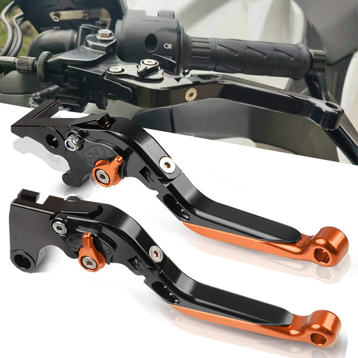 Motorrad Einstellbar Bremskupplungshebel CNC Aluminium für Duke 790 2018 2019-BKBKOROR LS-Schwarz/Or