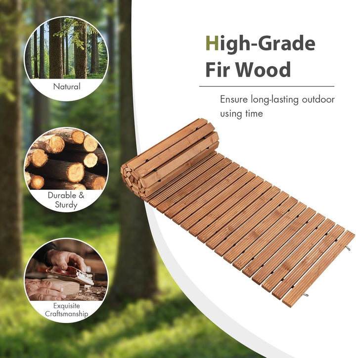 SOARS Rollweg, Gartenweg aus Tannenholz mit Tragegriff & Metalldraht, Gartentritt, Gehweg, Holztritt