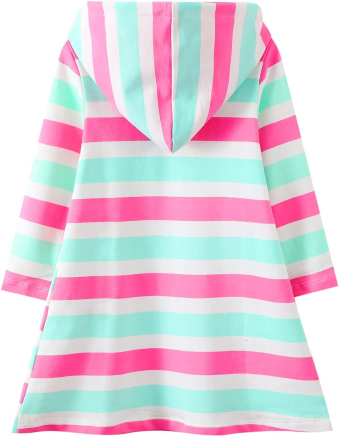 Baogaier Mädchen Kleid Baumwolle Langarm Kapuzenpullover Streifen Blumen Pulloverkleid Kapuze Pullov