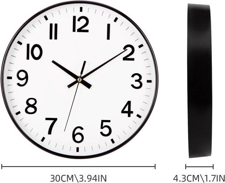 ACCSHINE Wanduhr Ohne TickgeräUsche Lautlos 30cm Modern Quarz Gross Batterie Betriebene Stereo Digit
