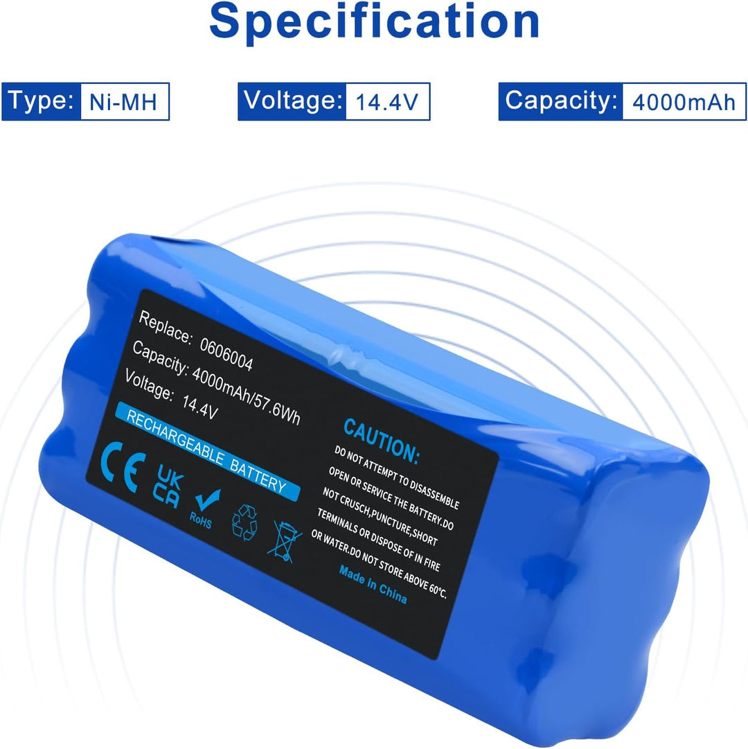 14,4V 4000mAh NI-MH Ersatzakku für Dirt Devil Libero M606 M606-1 M606-2 M606-3 M606-4 Spider M607 M6