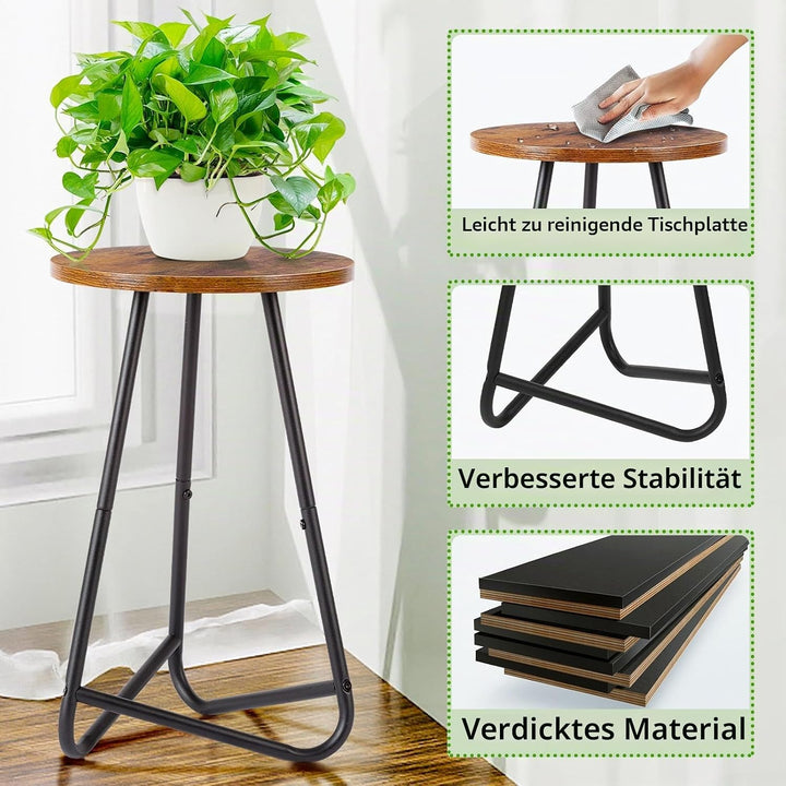 HDANI 50cm Rund Pflanzenständer,Blumenständer,Pflanzenregal aus Holz und Metall,Modernes Regal für Z