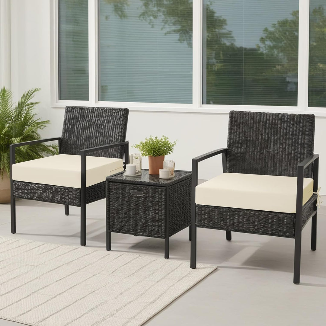 Outdoor Stuhlkissen 45x45, 2er Set mit Bändern, Creme | Wasserdichtes Sitzkissen mit Weicher Schaums