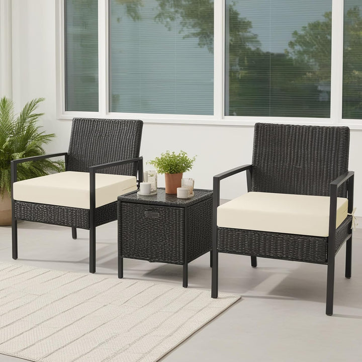 Outdoor Stuhlkissen 45x45, 2er Set mit Bändern, Creme | Wasserdichtes Sitzkissen mit Weicher Schaums