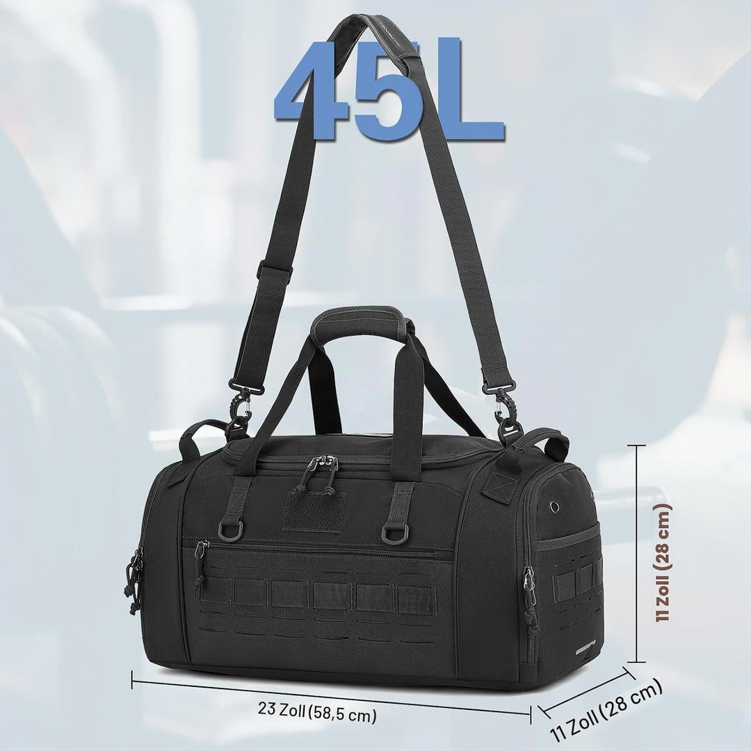 Taktische Sporttasche Herren 45L Reisetasche Mittelgross mit Schuhfach und Laptopfach Leicht Trainin