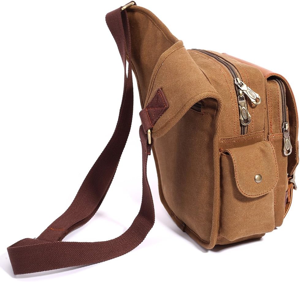 KAUKKO Canvas - Brusttasche für Damen und Herren - Umhängetasche 1-khaki, 1-khaki