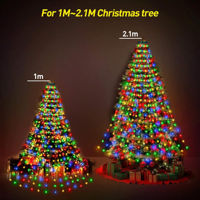 Christbaumbeleuchtung mit Ring, 400 LEDs Lichterkette Weihnachtsbaum mit 16 tränge 1.75m Tannenbaum