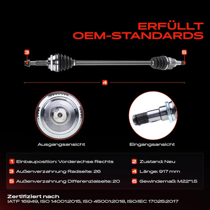 Frankberg Antriebswelle Vorne Rechts Kompatibel mit Prius Liftback W2 1.5L 2003-2009 4341047020, Vor