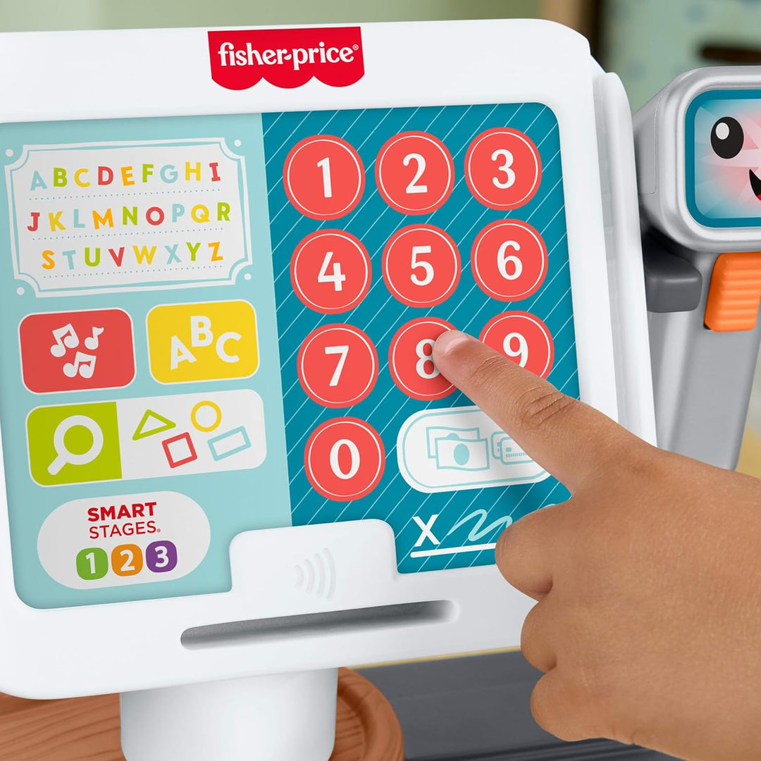 Fisher-Price Lernspielzeug für Kleinkinder Lernspass Meine erste Spielkasse, Kaufladen mit 20 Teilen