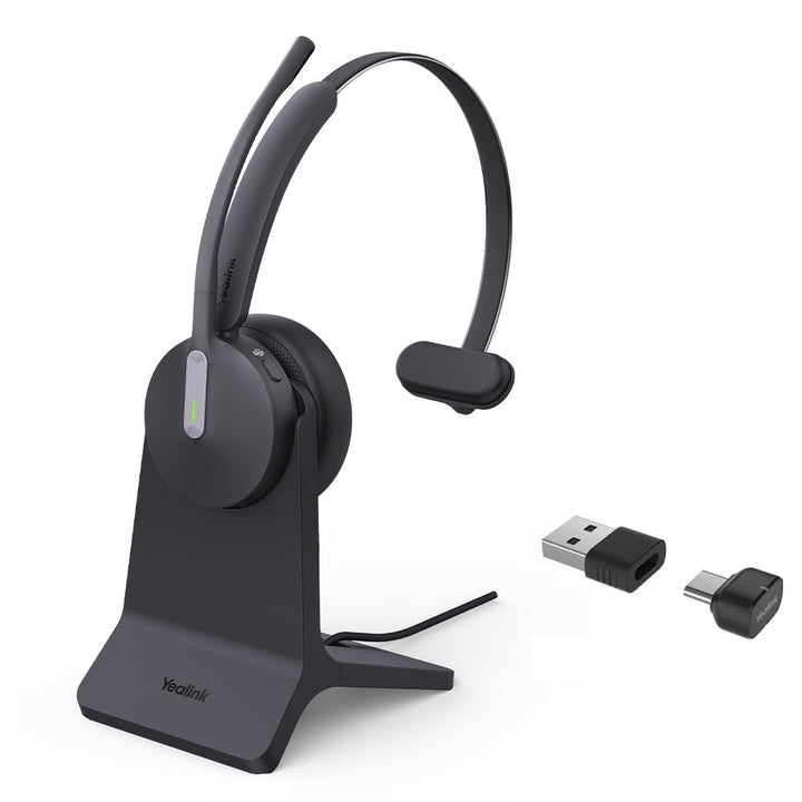Yealink BH70 Mono Wireless Bluetooth Headset mit Ladeständer und USB-C/A für PC-Verbindung - Zertifi