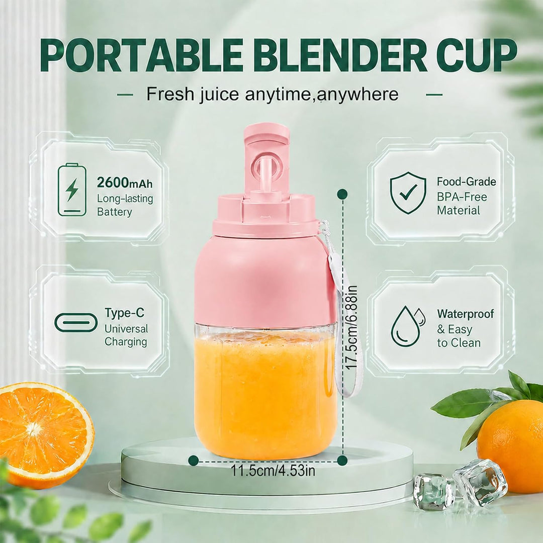 Tragbarer Mixer, 1200 ml Fresh Juice Mixer Flasche, Smoothie Maker to Go, Blender Bottle mit Auslauf