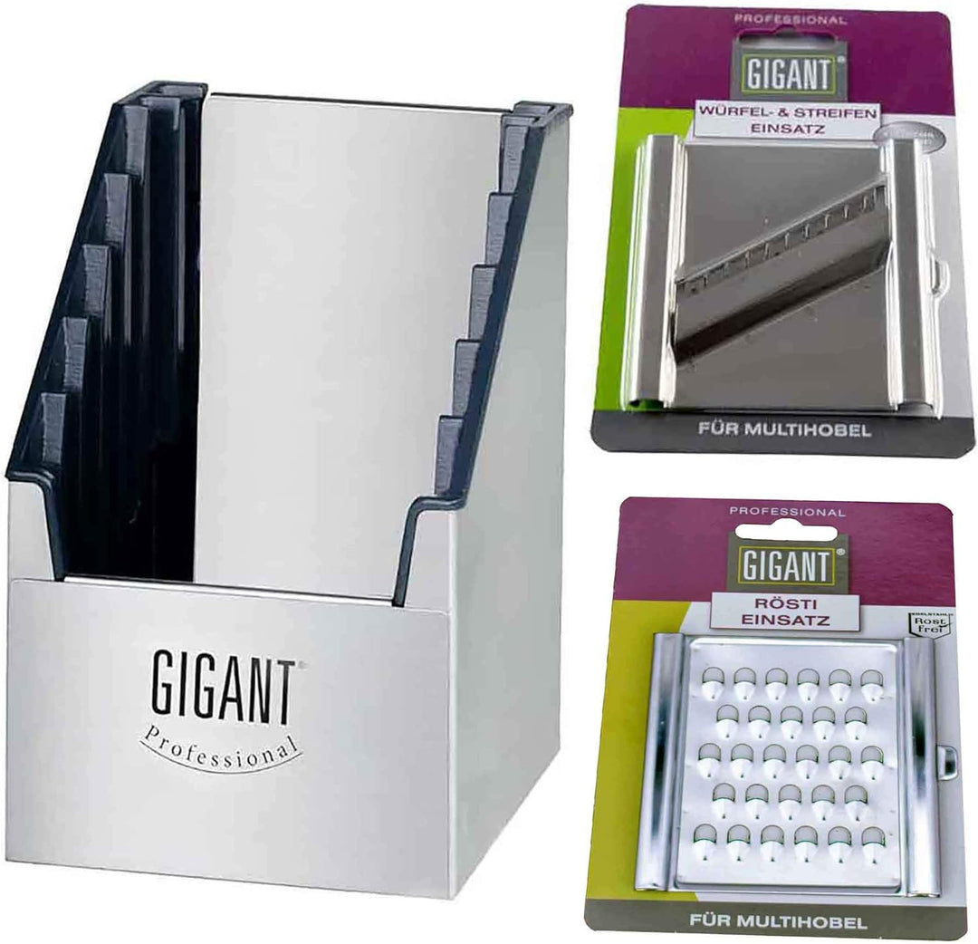 Nein Multi-Box für 4-Fach Hobel Gigant mit 2 Einsätzen Rösti Einsatz und Würfel- und Streifenschnitt