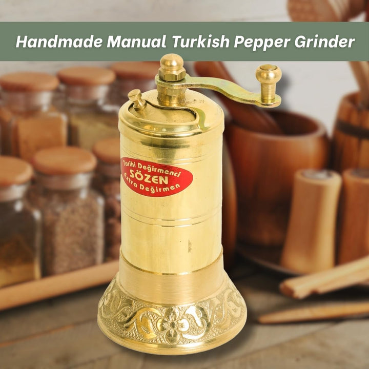 10,9 cm handgefertigte manuelle Messing-Pfeffermühle, tragbare konische Edelstahl-Pfeffermühle, trag